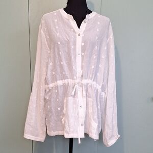 NWT Torrid White Sheer 100% Cotton Button Down Blouse Size 2x